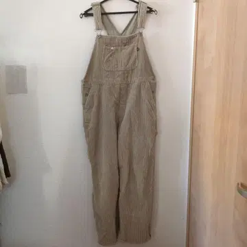 베이지 코듀로이 오버롤