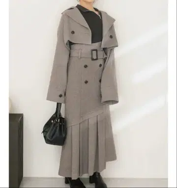 머큐리 듀오 아지메 턱 트렌치 스커트