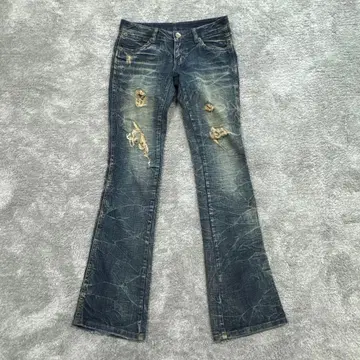 00s archive y2k 헤이세이 갸루 로우라이즈 데님 플레어 팬츠