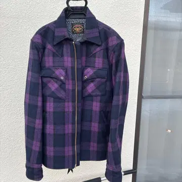 SKULL FLIGHT 플란넬 자켓 XL 블랙 보라색 체크