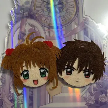 카드캡터 사쿠라 샤오랑 사쿠라쨩 2개 세트 펠트 배지