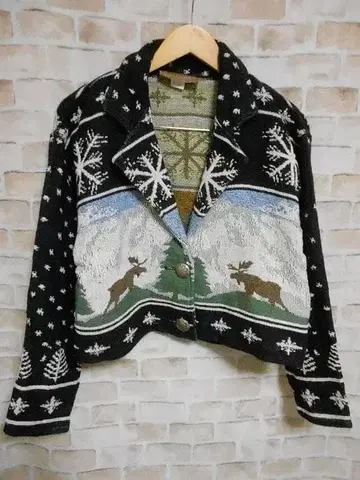 Painted Pony 90s USA제 눈 패턴 설산 루돌프 무늬 자켓