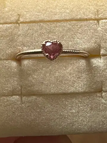 질 스튜어트 핑크 하트 스톤 K10 반지 9호