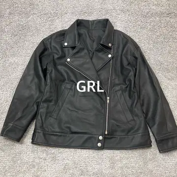 [ GRL ] 가죽 라이더 자켓 페이크 블랙