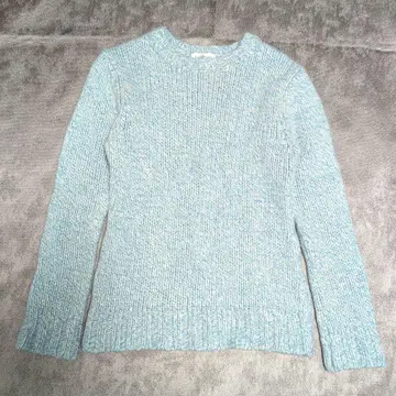 VertDense 베일댄스 니트 스카이블루 x 화이트 긴팔 크루넥