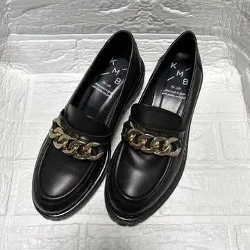 [ 미사용급 ] KMB 빅 체인 가죽 로퍼 블랙 37 통굽 23.5