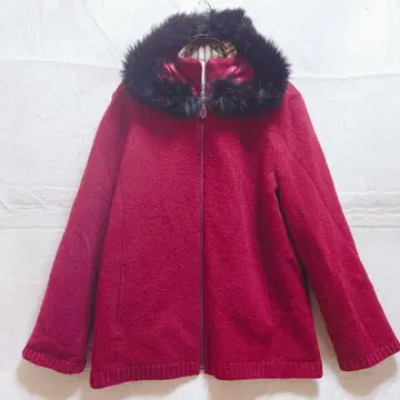 DAKS 자켓 퍼 후드 와인 레드