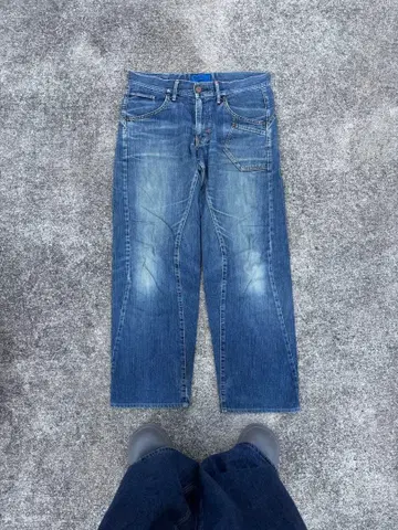 EDWIN 빈티지 셀비지 데미지 가공 블루 데님 일본제
