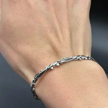 실버 925 각인 뱅글 심플 여성용 장미 플라워