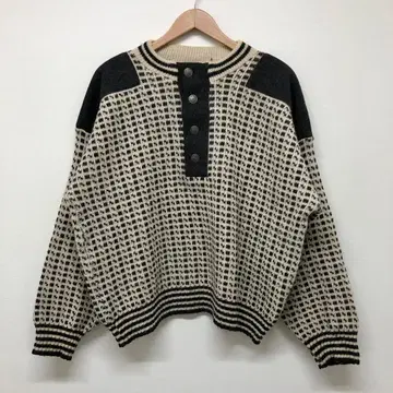 유로 빈티지 버즈아이 메탈 버튼 노르웨이 스웨터 니트