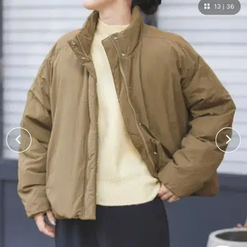 FORK&SPOON 스탠드 카라 다운 블루종