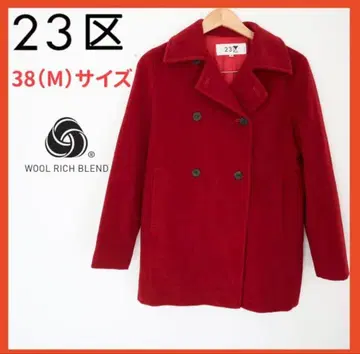 새상품급 23구 여성용 울 피코트 일본제 38 M 빨간색 레드