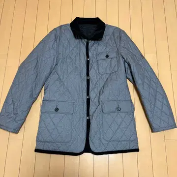 그레이 퀼팅 자켓 코듀로이 옷깃