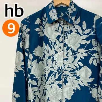 hb 상의 긴팔 셔츠 장미 무늬 블루 일본제 9 [ CT1932 ]