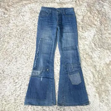 Y2K 그런지 리메이크 플레어 데님 팬츠 청바지