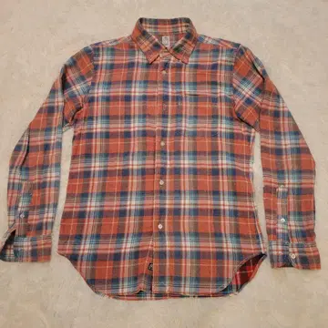 KATO 플란넬 셔츠 오렌지 파랑 체크