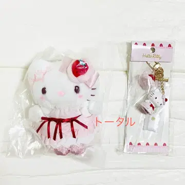 산리오 딸기 휘핑 디자인 헬로키티 체인 마스코트 키링