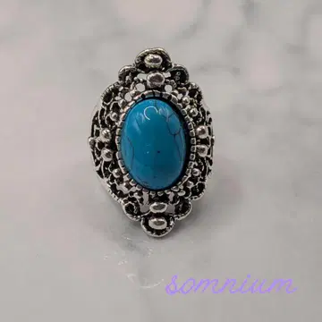 [앤티크풍] 타원형 터콰이즈 블루 반지