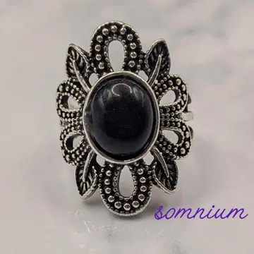 [빈티지풍] 오벌 블랙스톤 반지