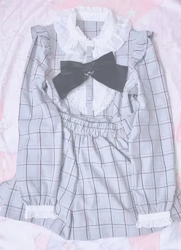 Secret Honey 액세서리 리본 부착 셋업 스카이블루