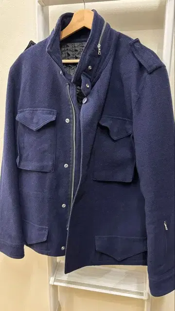 소프 네이비 스탠드 카라 자켓