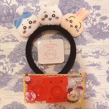 새상품급 치이카와 파크 치이카와 하치와레 토끼 3단 머리띠 마스코트
