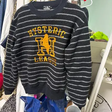 HYSTERIC GLAMOUR 스트라이프 맨투맨 S