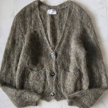 새상품급 엔리카 enrica 샤기 니트 가디건 모헤어 카키