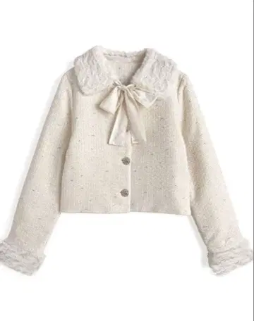 grl 티펫 장식 라메 트위드 비쥬 자켓 gn555 아이보리