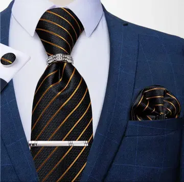 [ 5세트 ] 스트라이프 넥타이 결혼식 2차 모임 성인식 블랙 골드 실버