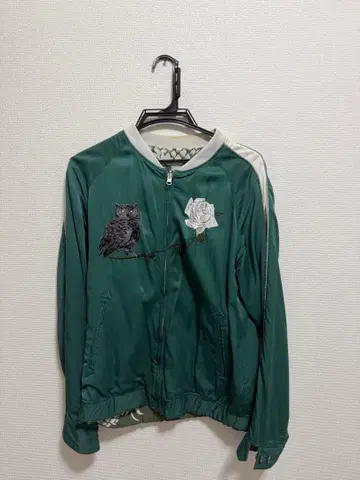 브루나보인 그린 컬러 올빼미 장미 자수 스카잔