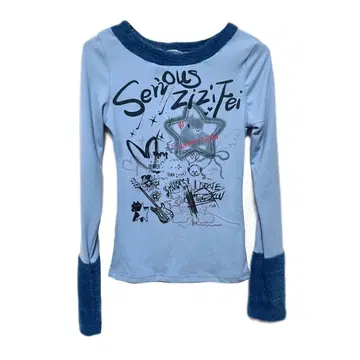 y2k 헤이세이 갸루 인물 패턴 긴팔 티셔츠 별 패턴 니트 셔츠 00s