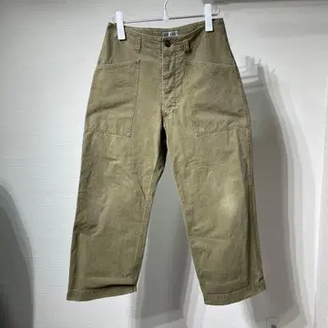 nisica 카키 코튼 와이드 팬츠