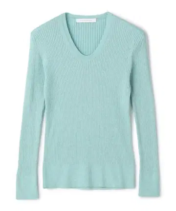 ESTNATION / 코튼 캐시미어 U넥 리브 니트