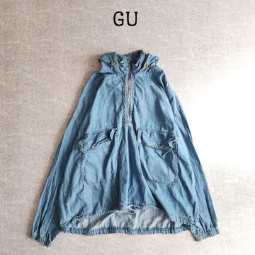 GU 지유 후드 부착 데님 상의 얇은 소재 긴팔 빅 사이즈 XL