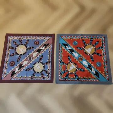 웨스턴 패턴 빈티지 반다나 2개 세트