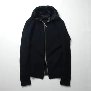 00s A.S.M Black Fur Zip-up Drivers Knit