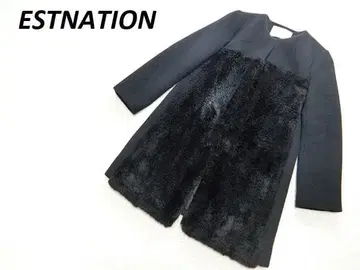 ESTNATION 에스트네이션 프론트 퍼 노카라 코트 36
