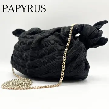 컨디션 최상 파피루스 캔디 래퍼 핸드백 S 블랙 골드 체인