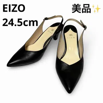 [ 새상품급 ] EIZO 블랙 스틸레토 슬링백힐 V컷 24.5