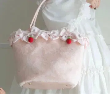 시마무라 마시로 아리스 리본 모티브 백 딸기 핑크 토트백