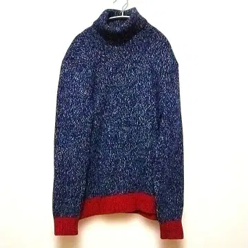 타미힐피거 TOMMY HILFIGER 네이비 빨간색 터틀넥 니트