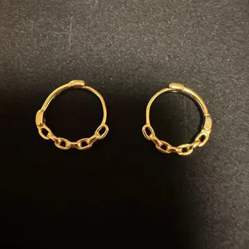 [ 새상품 미사용 ] S925 골드 체인 디자인 후프 귀걸이