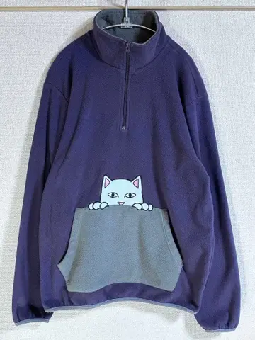 새상품급 립푼딥 하프 지퍼 플리스 고양이 M