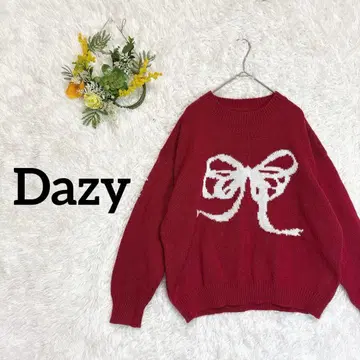 [ 데이지 ] 한국 스타일 빅 루즈 니트 스웨터 보르도 캐주얼 걸리시