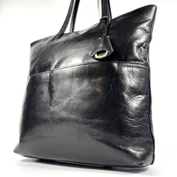 새상품급 아니아 토트백 A4 가능 숄더 키링 카모플라주 천연 가죽 블랙