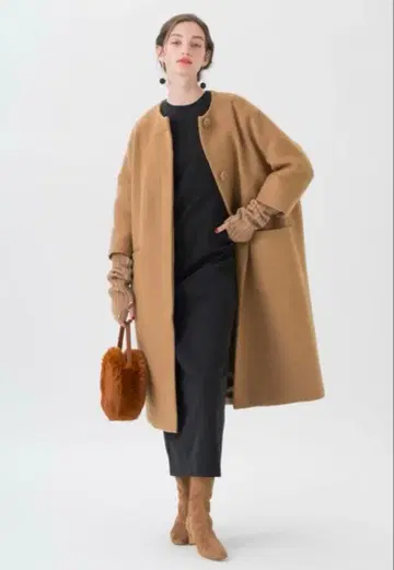 TSURU 트루 바이 마리코 오이카와 롱 코트 카멜