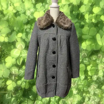 모리걸 페어리 그런지 00s 퍼 카라 부착 그레이 코트