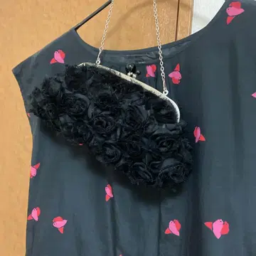 유럽 빈티지 블랙 장미 장식 파티 백