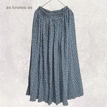 아즈노아즈 플리츠 스커트 롱 스커트 꽃무늬 캐주얼 어른 걸리시